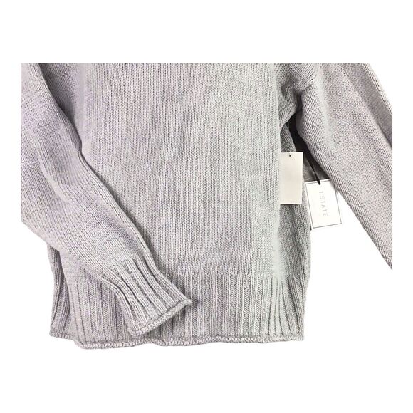 1.STATE Women’s Size L Gray Cotton Acrylic Knit Pullover Sweater Long Sleeve NWT - Picture 6 of 16